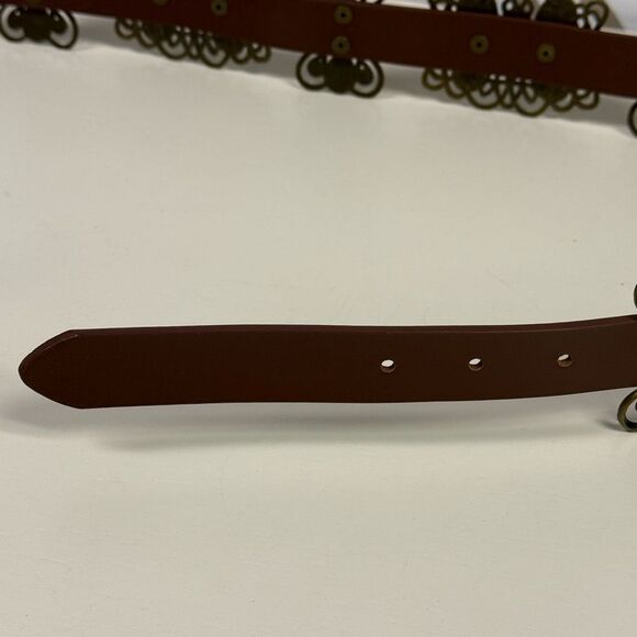 NWT Western Cowgirl Brown Leather Belt with Metal Embellishments SZ M/L - Picture 4 of 5